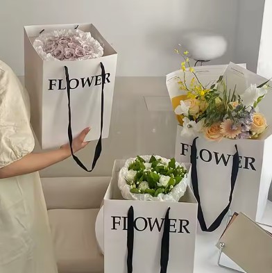 Bouquet Square Shape Flower Gift Pager Bag With Own Logo Design